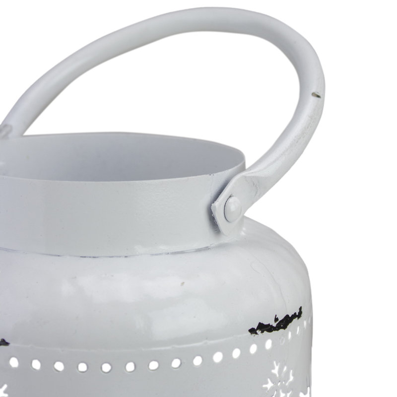 Lanterne de Noël en forme de flocon de neige, Blanc, H 6,75 po x l 5 po x P 5 po