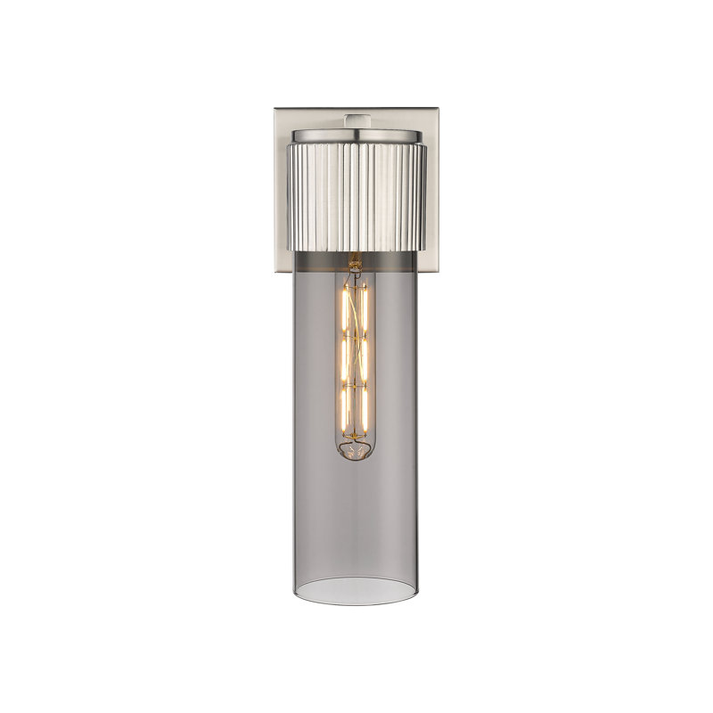 Applique murale 1 lumière 12 "Bolivar, H 15 po x l 5,1 po x P 4 po, Plaqué couleur fumée, Nickel poli
