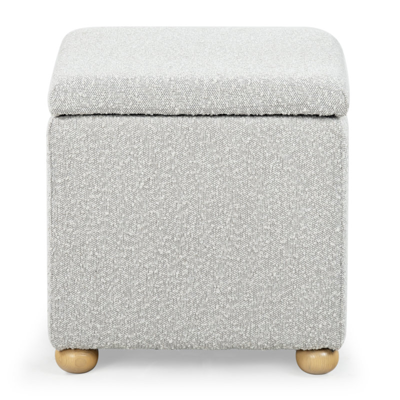 Becka Square Boucle Storage Ottoman, Gray Boucle