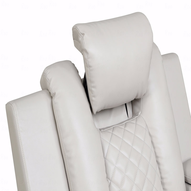 Led And Power With Recliner Function Chair Made With Faux Leather In Ice, Beige
