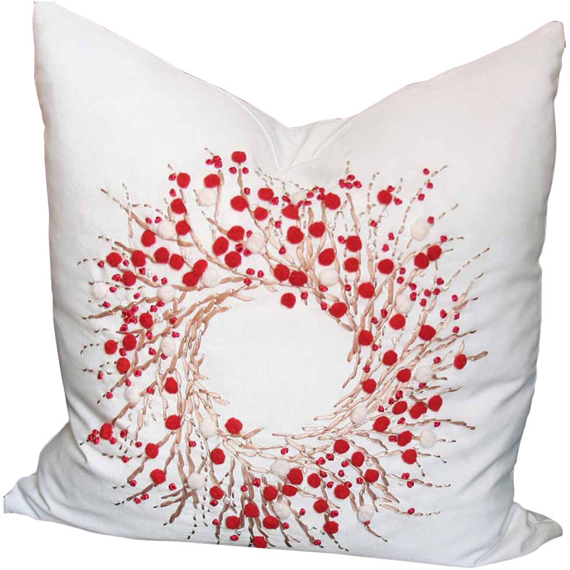 Coussin Holiday Berry Wreath, H 20 po x l 20 po