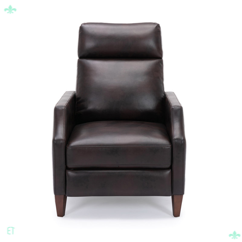 Biscoe Push Back Recliner, Brown Faux Leather