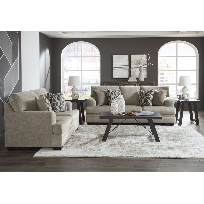 Canapé, causeuse, fauteuil surdimensionné et repose-pieds Stonemeade, Brun / gris