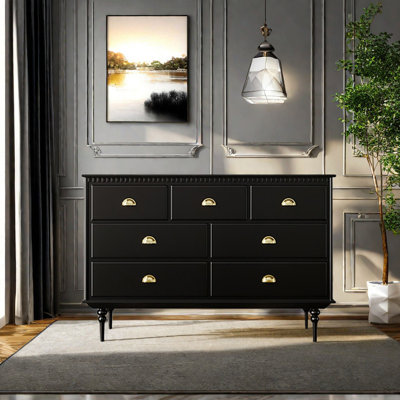 Retro Style Light Luxury Accent Cabinet 47.2'' W 7 - Drawer Dresser