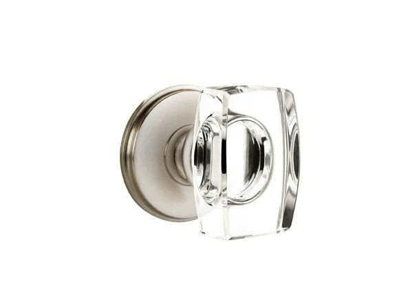 Ensemble de mortaise intérieure Emtek Passage avec rosette Watford et poignée en verre Windsor (droite)
