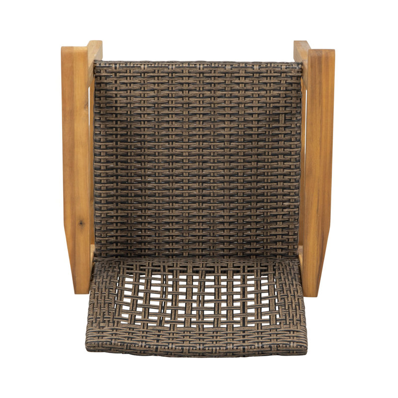 5-Piece Patio Dining Set with Slatted Acacia Wood Table and PE Rattan Chairs for Outdoor Gatherings and Garden Decor, 4