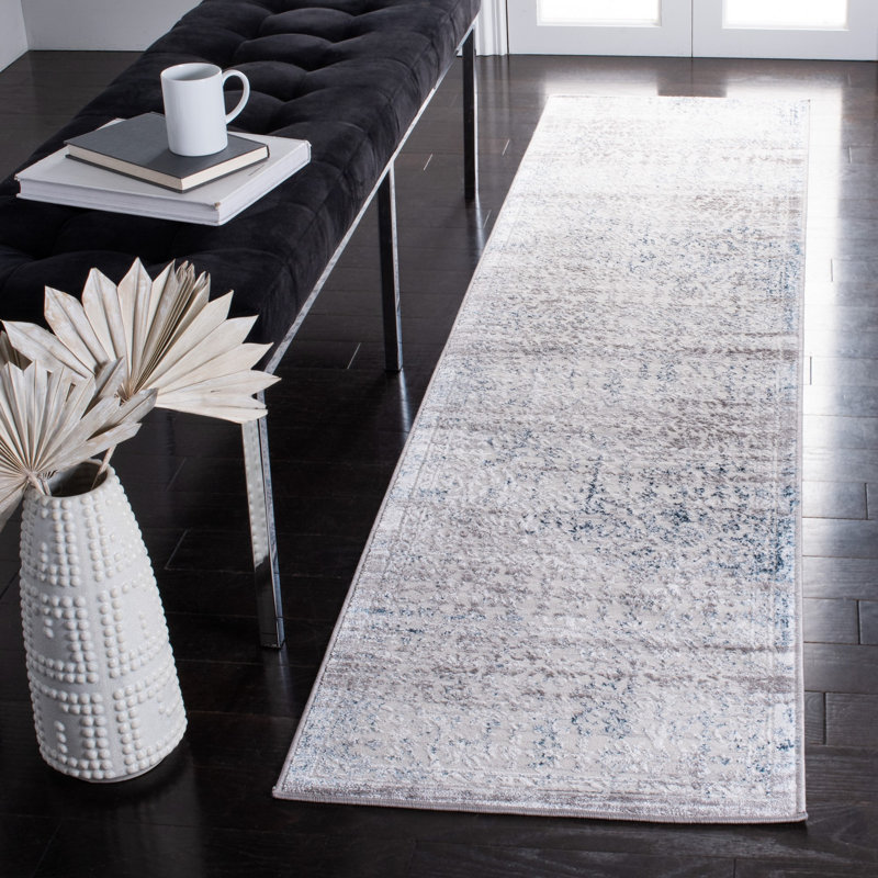 Reddick Grey/Blue Area Rug, Runner 2' x 8'