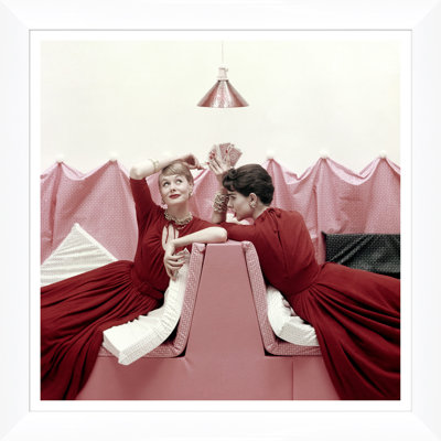 Vogue Magazine, "Models Wearing Red Dresses," Richard Rutledge, July 1, 1954 Framed Photographic Print