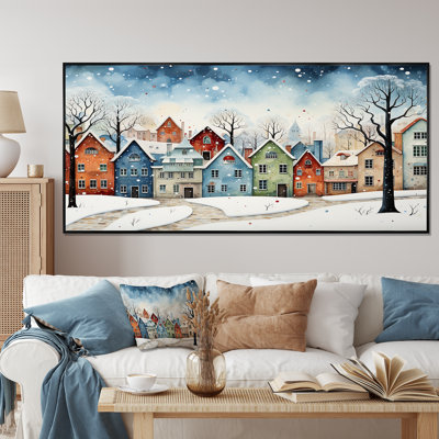 Multicolor Frosty City In Winter I - Winter Landscape, art mural