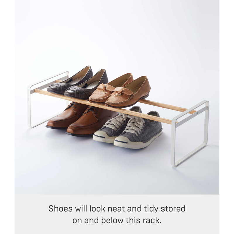 Expandable White Steel Shoe Rack with Stackable Design