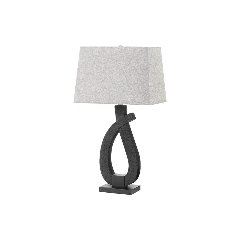 Lighting, 30"h, Table Lamp, Black Resin, Grey Shade, Contemporary