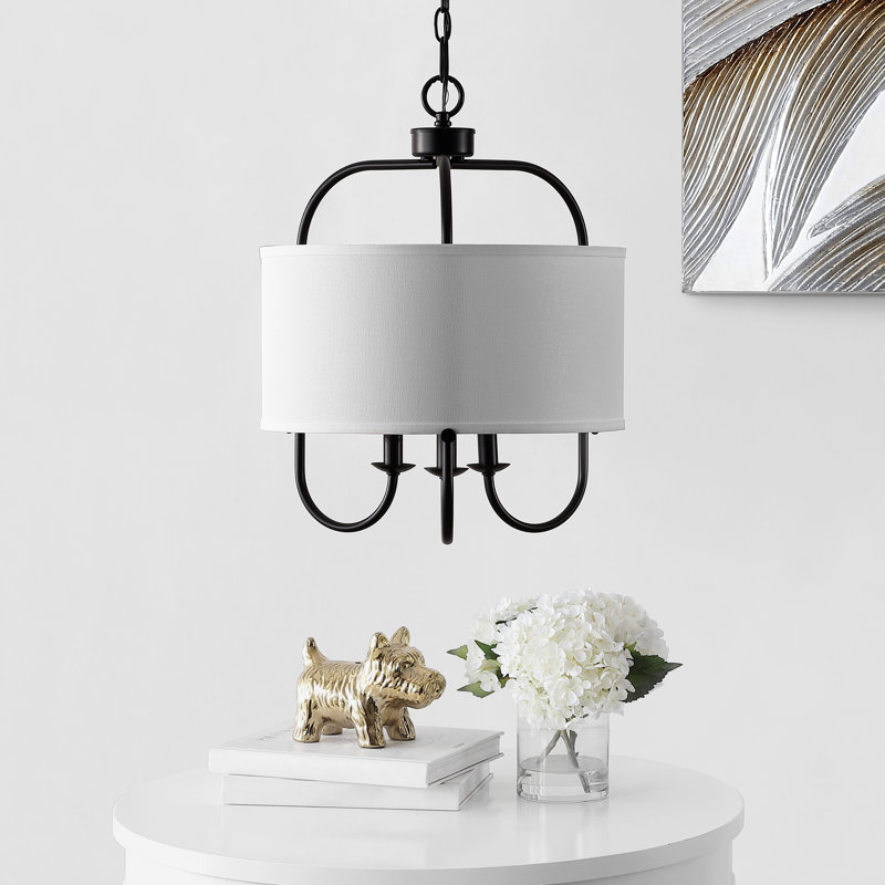 Luminaire suspendu tambour simple à 3 lumières Firsdon, Noir