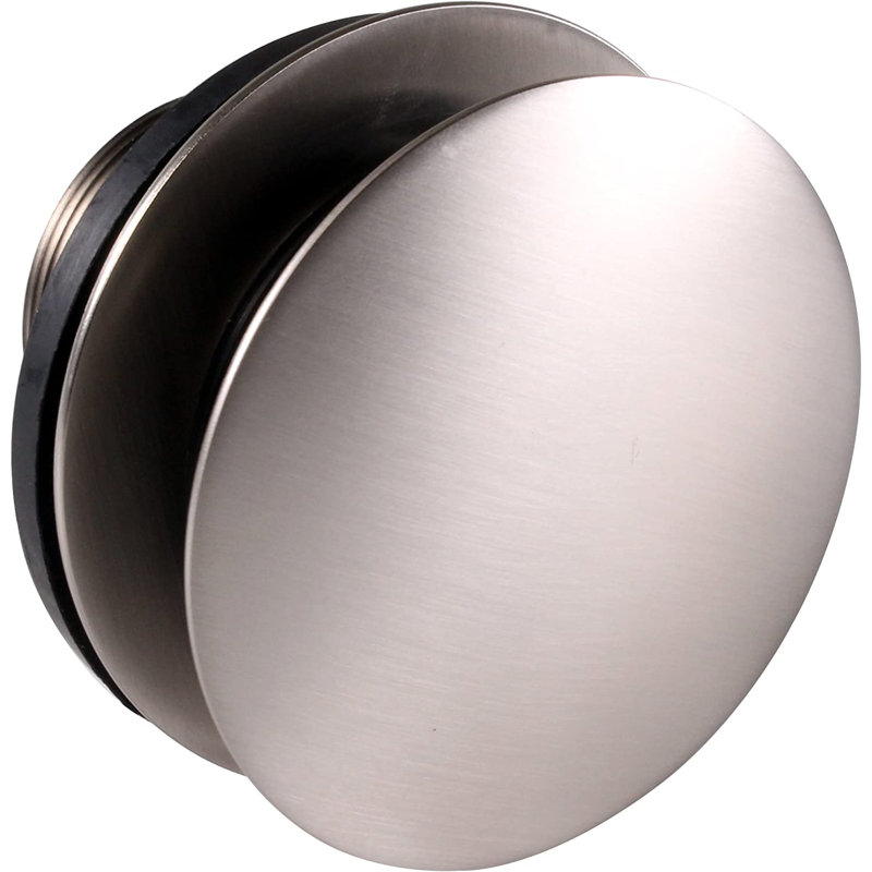 Universal Thread Tip-Toe Bathtub Drain Trim with Illusionary No-Hole Faceplate and Adaptor Bushing, Stainless Steel