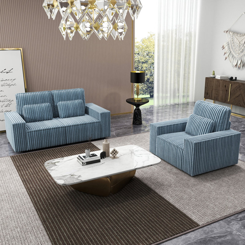 Ensemble de canapés combinés en éponge Corduroy, convenant aux salons, Gris