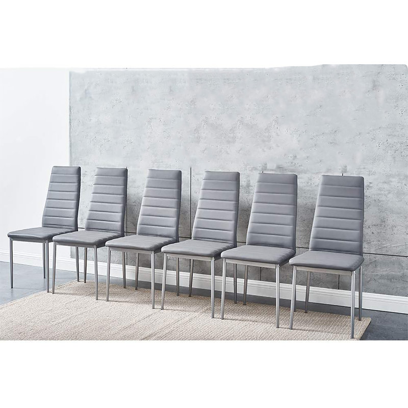 Huguley Grey Faux Leather Padded Chairs