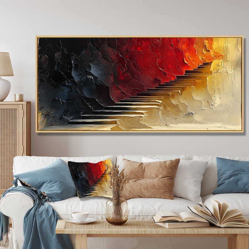 Escalade religieuse vers le ciel - Fauvisme, art mural, H 28 po x l 60 po, Impression encadrée flottante, Crème, crème