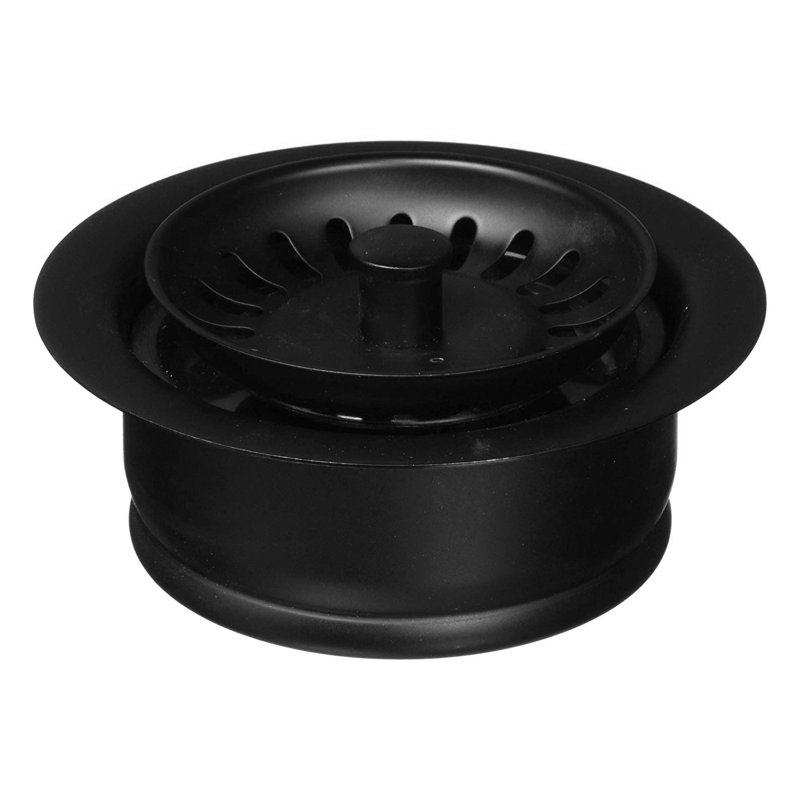 3-1/2" Kitchen Sink Waste Disposal Drain Flange and Basket Strainer, Matte Black