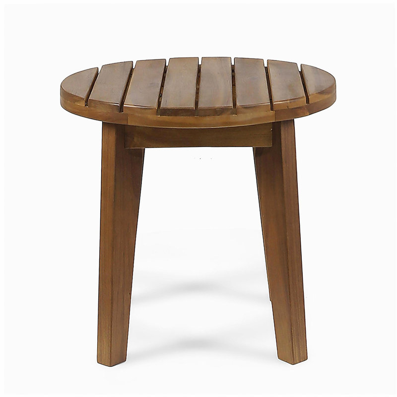 Outdoor 16" Acacia Wood Side Table, Teak Finish, Brown