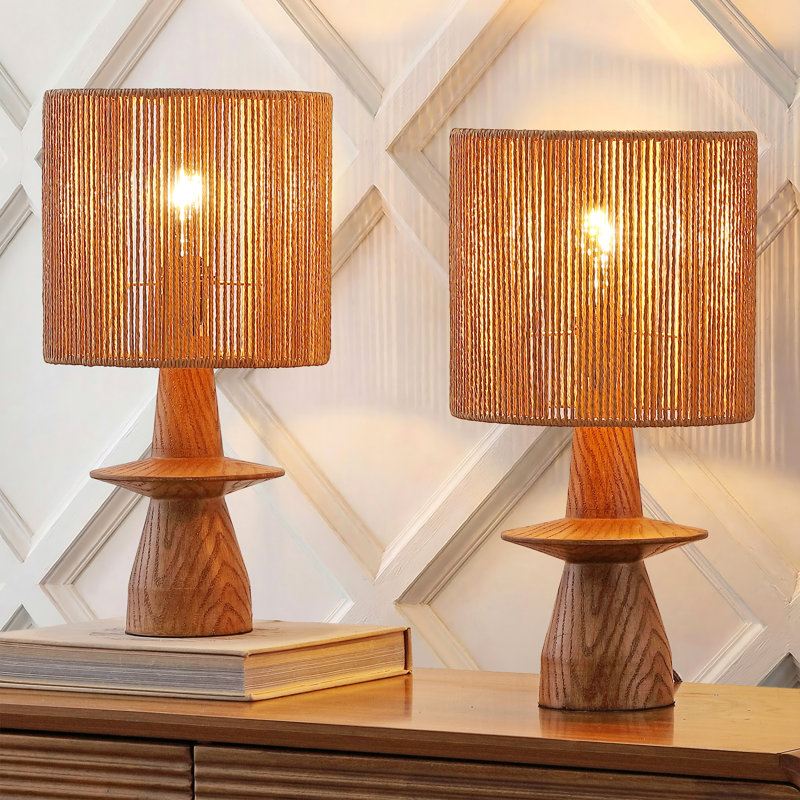Lampe de table Rickie 19 po, Finition en bois brun