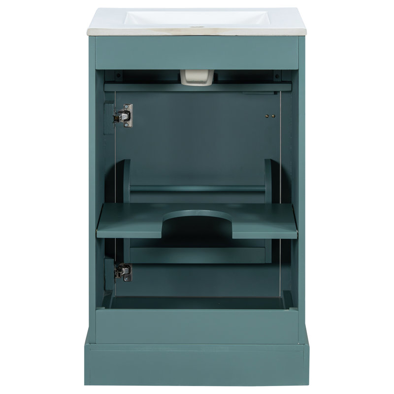 20'' Single Bathroom Vanity With Ceramic Top, Green