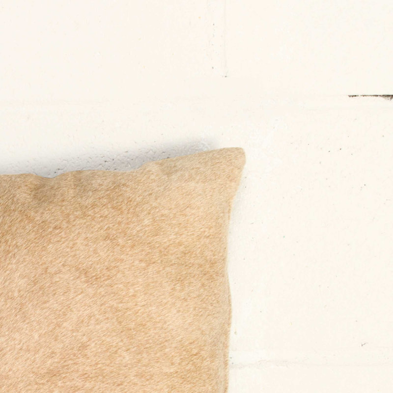  (Set of Two) 12" X 20" Cowhide Lumbar Throw Pillow, Tan