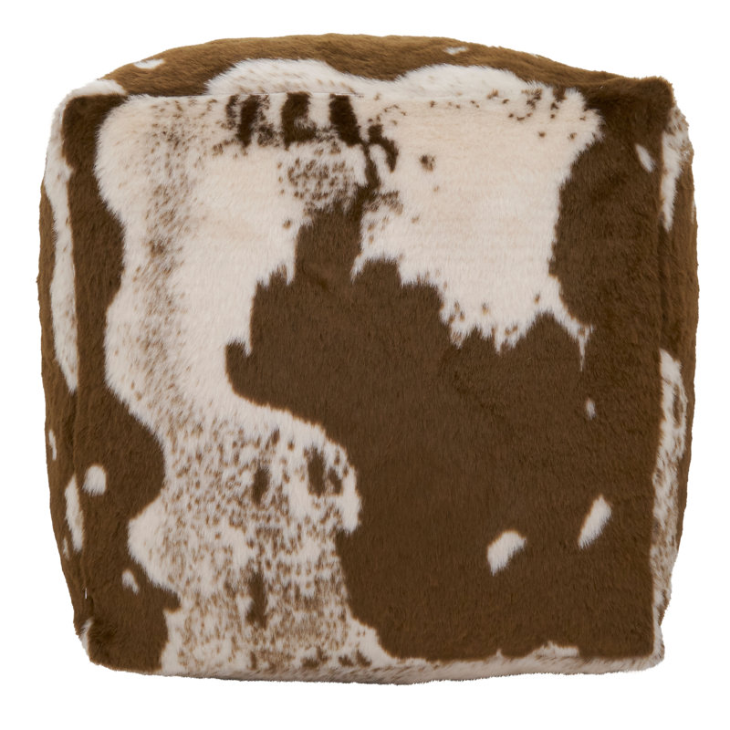 Susannah Upholstered Pouf, Brown/Cream