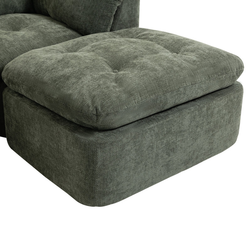Compression Sectionals Chenille 111.8 Inch Modern L Shape For Home