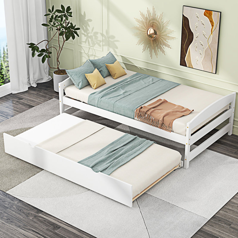 Lit plate-forme avec lit gigogne, Blanc