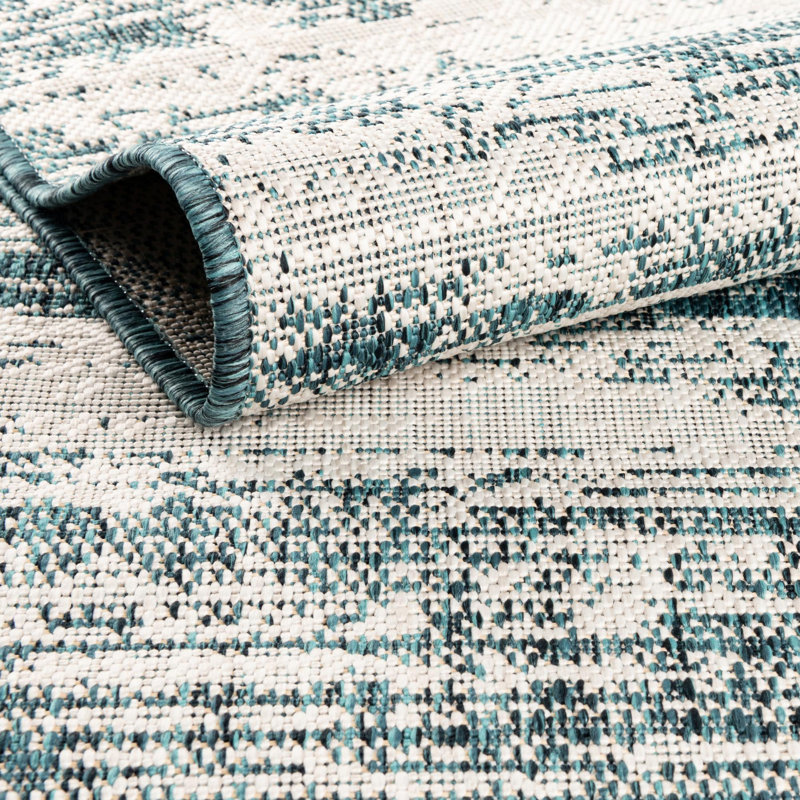 Outdoor Iris Area Rug Blue-Green Color, Runner 2' x 7'10"