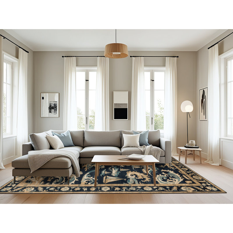 Tapis persan gris lavable à la machine, Rectangle 8 pi x 12 pi