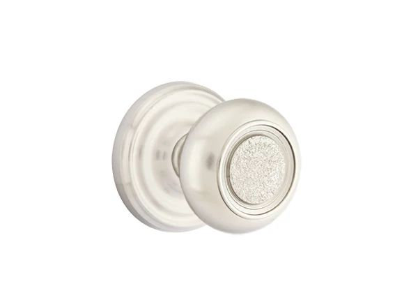 Ensemble de mortaise intérieure Emtek Passage avec rosette régulière et bouton Belmont (droite), Nickel satiné