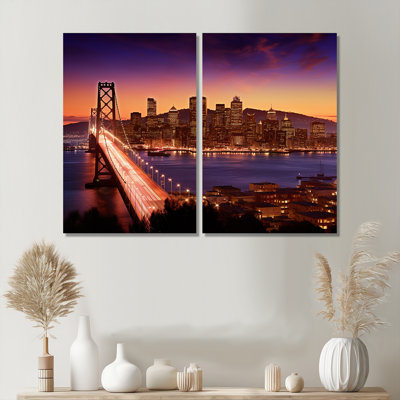 San Francisco Skyline And Bay Bridge III - Art mural industriel 2 panneaux