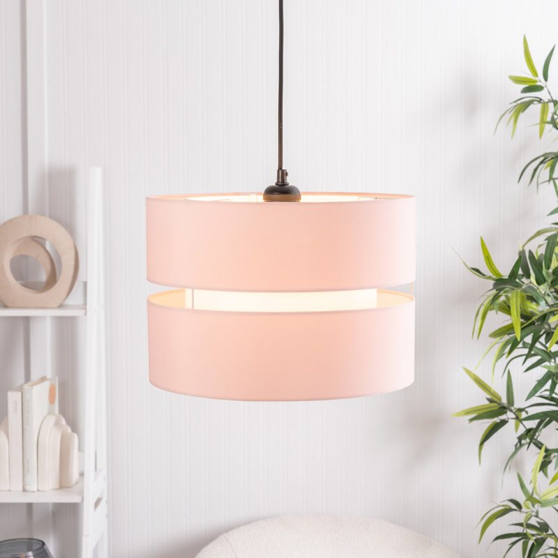 19cm H Blended Fabric Drum Pendant Shade, Pink