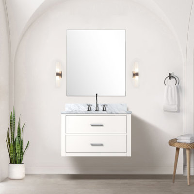 Ensemble de meuble-lavabo simple avec comptoir Carrara et robinet