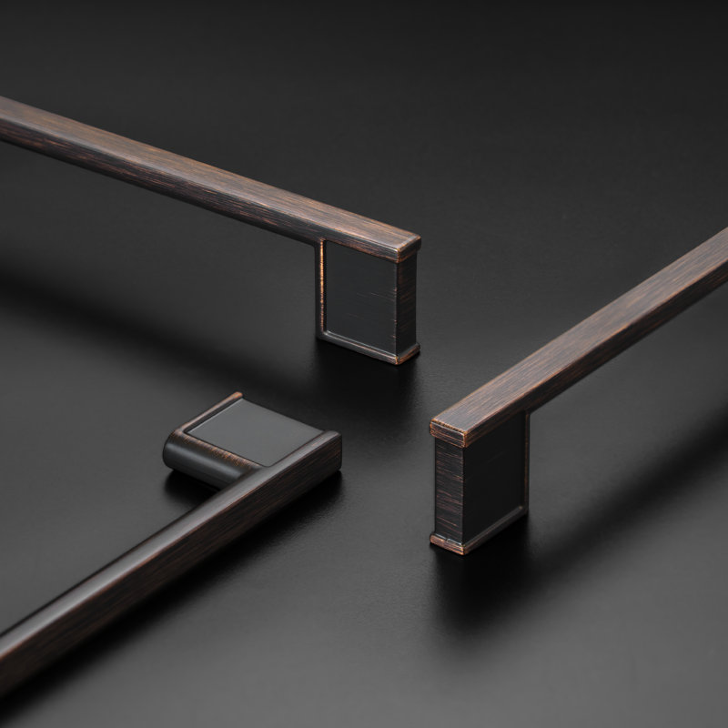 Nouvelle collection de poignées et de boutons carrés modernes et fins pour tiroirs et armoires, en bronze huilé, entraxe de 96 mm (3,75 po)