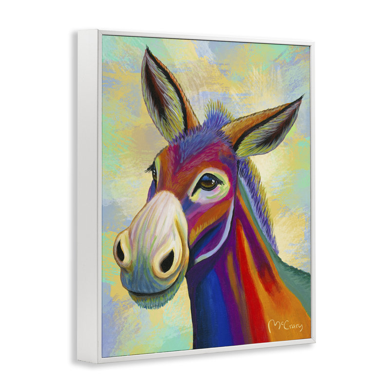 «Vibrant Donkey Expression», estampe numérique de Jadei, H 20 po x l 16 po, Estampe numérique encadrée blanc bord de mer