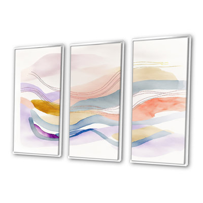 «Vibrant Pastel Abstract Waves», ensemble d'art mural moderne sur toile