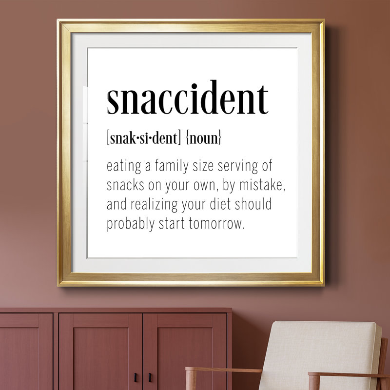Snaccident Définition - Cadre photo, art textuel, H 34,5 po x l 34,5 po x P 1,5 po, Doré
