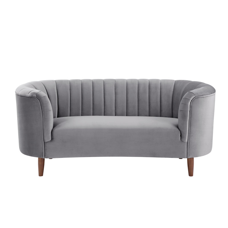Yasha Upholstered Sofa with Tuxedo Arm, Gray Velvet, 32" H x 71" W x 33" D