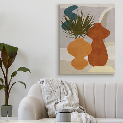 Vases occidentaux abstraits, brun et orange, par Melissa Wang - impression