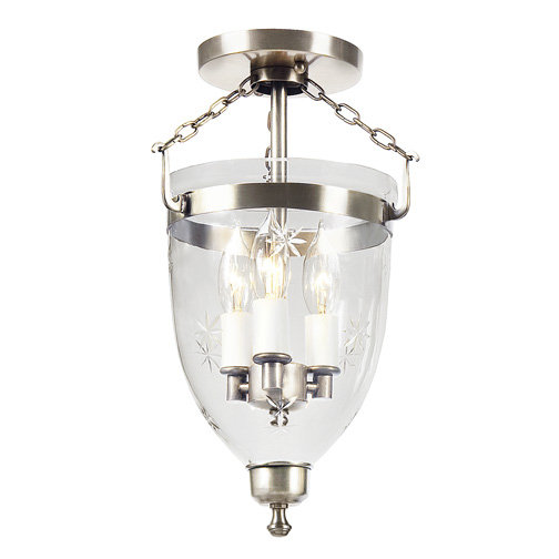 Pateros 3 - Bulb Outdoor Semi Flush Mount, Pewter, 14.50" H x 9" W