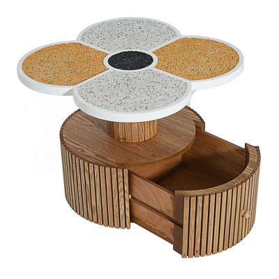 Unique FourLeaf Clover Side Table With Drawer