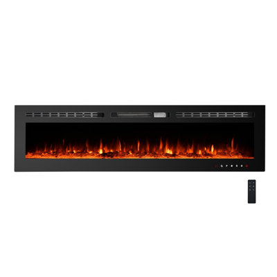 72 Inch Wall Mounted Electric Fireplace, Recessed Fireplace Insert with Remote, Adjustable Flame Color & Brightness, Timer, Low Noise, 750/1500W Electric Fire Place, Touch Screen Heater