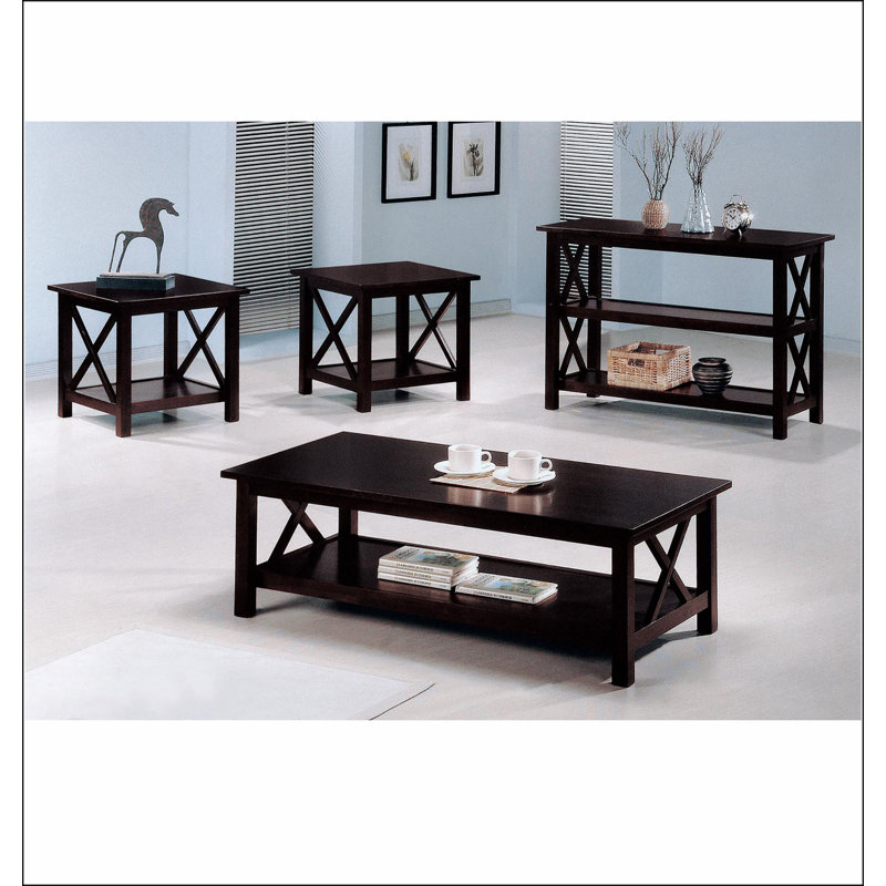 Deep Merlot Sofa Table with 2-shelf