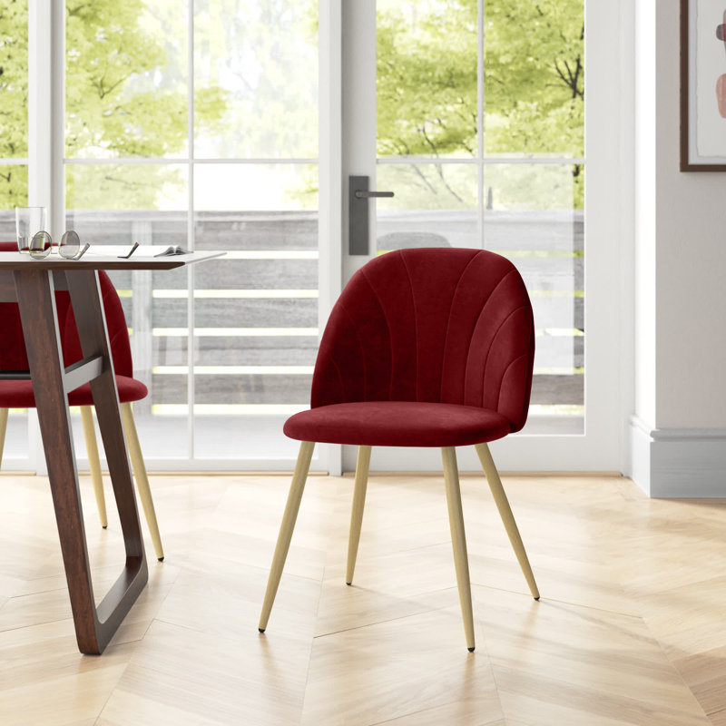 Aveline 45cm H Velvet Upholstered Side Chair, Red