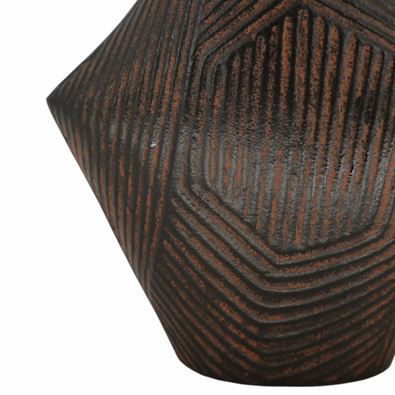 9" Lockyer Small Wood And Metal Vase, 12"H x 9"W x 5"D