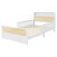 Lit simple en rotin avec lumières DEL et tête de lit, lit plateforme simple avec barrières de sécurité pour enfants, blanc-129591920-129591921