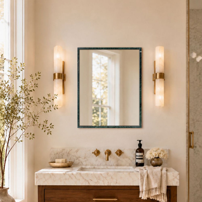 Miroir mural biseauté en marbre vert Shil Real