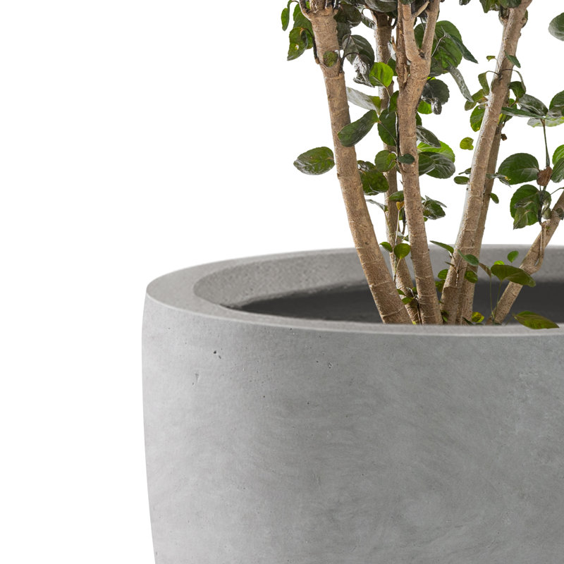 Kante 3 Piece 18", 14", and 10"W Round Planters, Outdoor Indoor Modern Planter Pots, Lightweight, Weather Resistant, Seamless with Drainage Hole Set