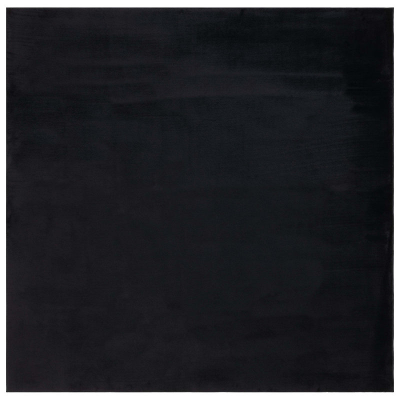 Devaris Faux Rabbit Fur Performance Machine Washable Solid Color Rug, Square 6'
